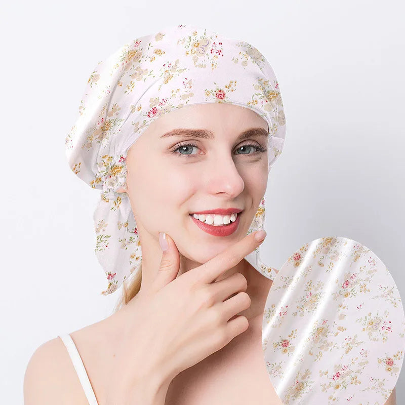 100% Natural Mulberry Silk Sleeping Cap Silk Shower Cap Nightcap Housework Cooking Hair Care Bonnet Protector Hair Accessories