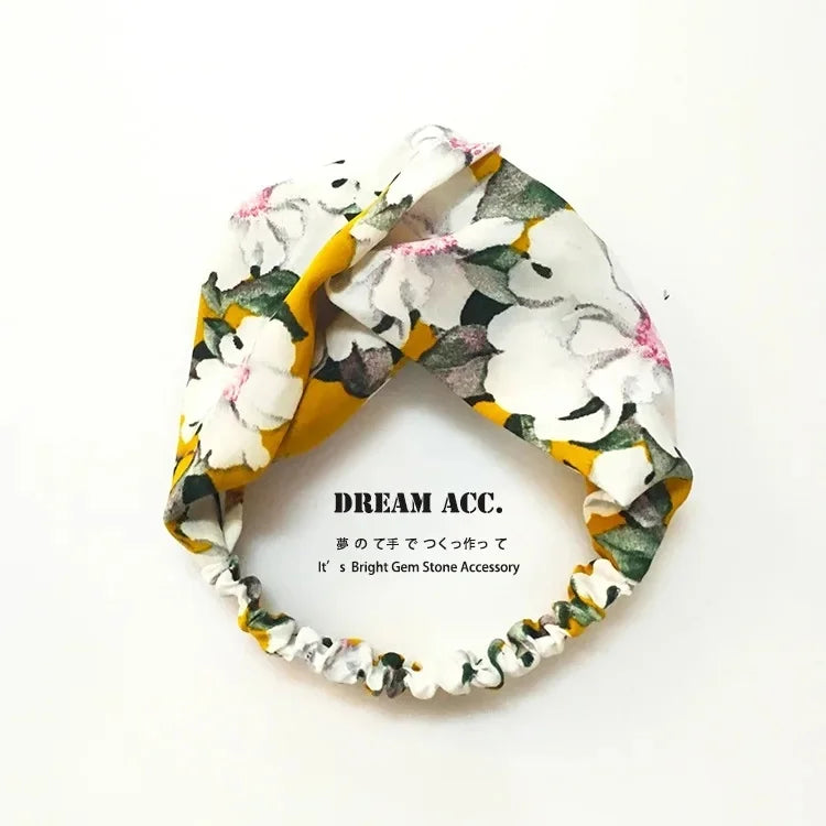 Clearance Fresh Colorful Turban Headbands Women Spring Summer Chiffon Headband Head Wrap Wide Lattice Hairband Hair Accessories