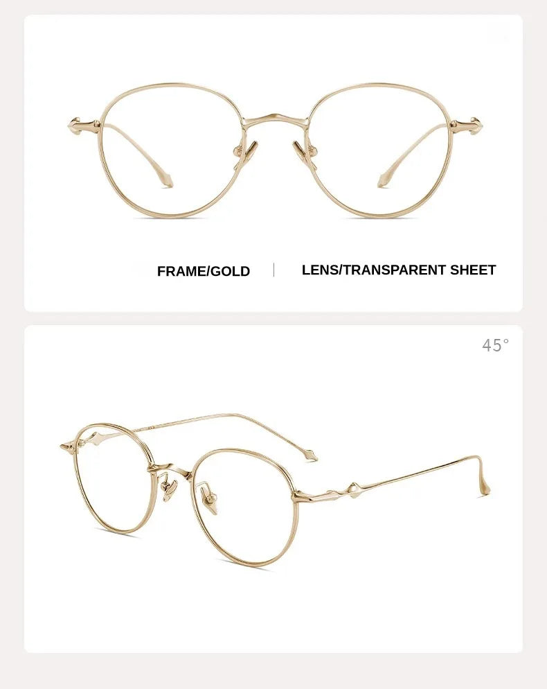 2024 Pure Titanium Frame Round Retro Fashion Men Women Eyeglasses Frame Anti-blue Light Glasses Designer Korean Glasses Frames