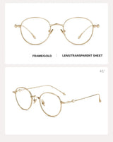 2024 Pure Titanium Frame Round Retro Fashion Men Women Eyeglasses Frame Anti-blue Light Glasses Designer Korean Glasses Frames