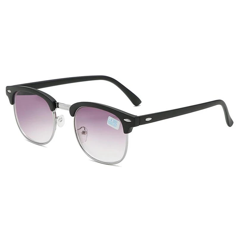Men Women Students Myopia Sunglasses Metal Half Frame Nearsighted Gray Lens Glasses -0.5 -1 -1.5 -2 -2.5 -3 -3.5 -4 -4.5 -5 -6