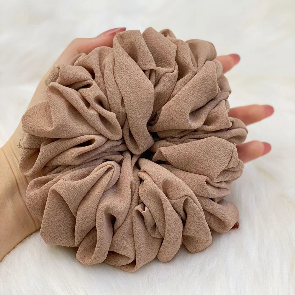 Elastics Chiffon Hair Band Solid Color Big Circle Scrunchies for Women Girl Ponytail Holder Hair Rope Hairband Hair Accessoires