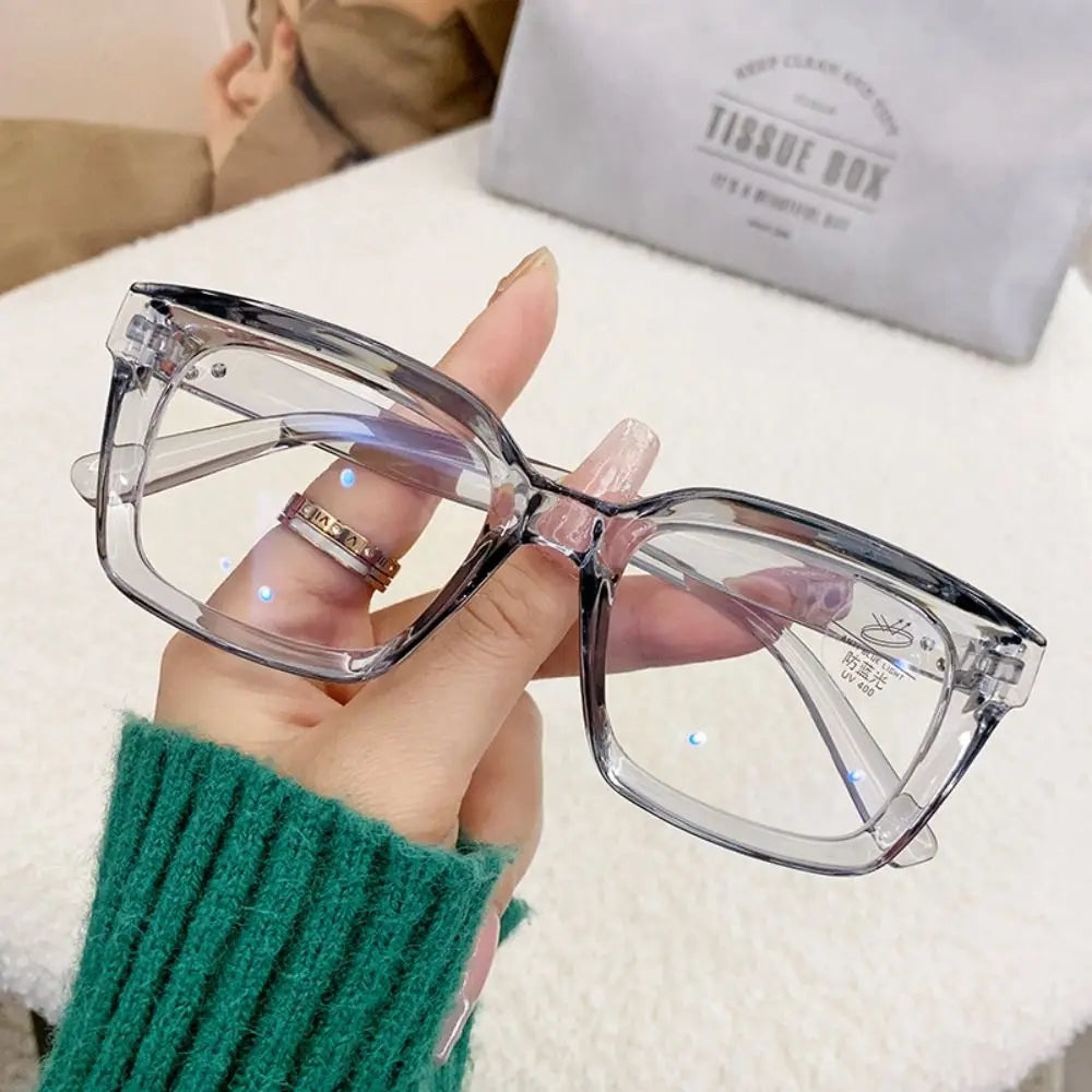 Oversized Square Glasses Women Large Frame Transparent Eyeglasses Anti Blue Light Glasses Over-the-counter Lenses and Glasses