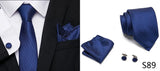 Luxury Tie Handkerchief Pocket Squares Cufflink Set Necktie For Men Blue Red Clothing Accessories