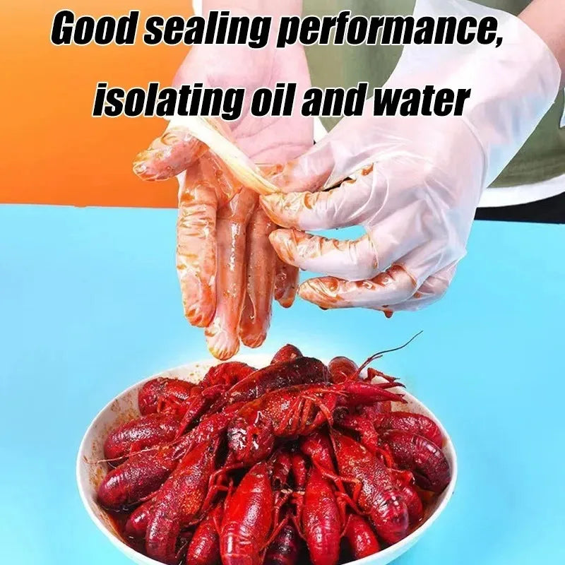 100/200PCS Disposable TPE Gloves, Powder Free and Latex Free, Suitable for Kitchen, Bathroom Cleaning