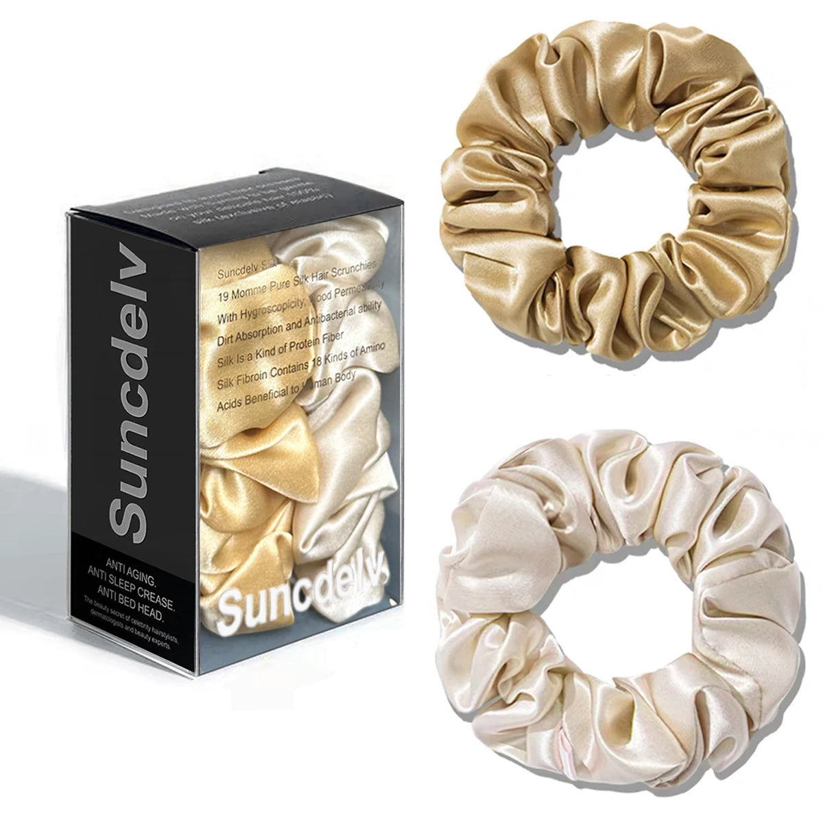 2PCS 3.5CM Mulberry Silk Scrunchies Women Grils Hair Ties for Hair Sleep No Damage Hairband Curly Hair Elastics Ponytail Holder