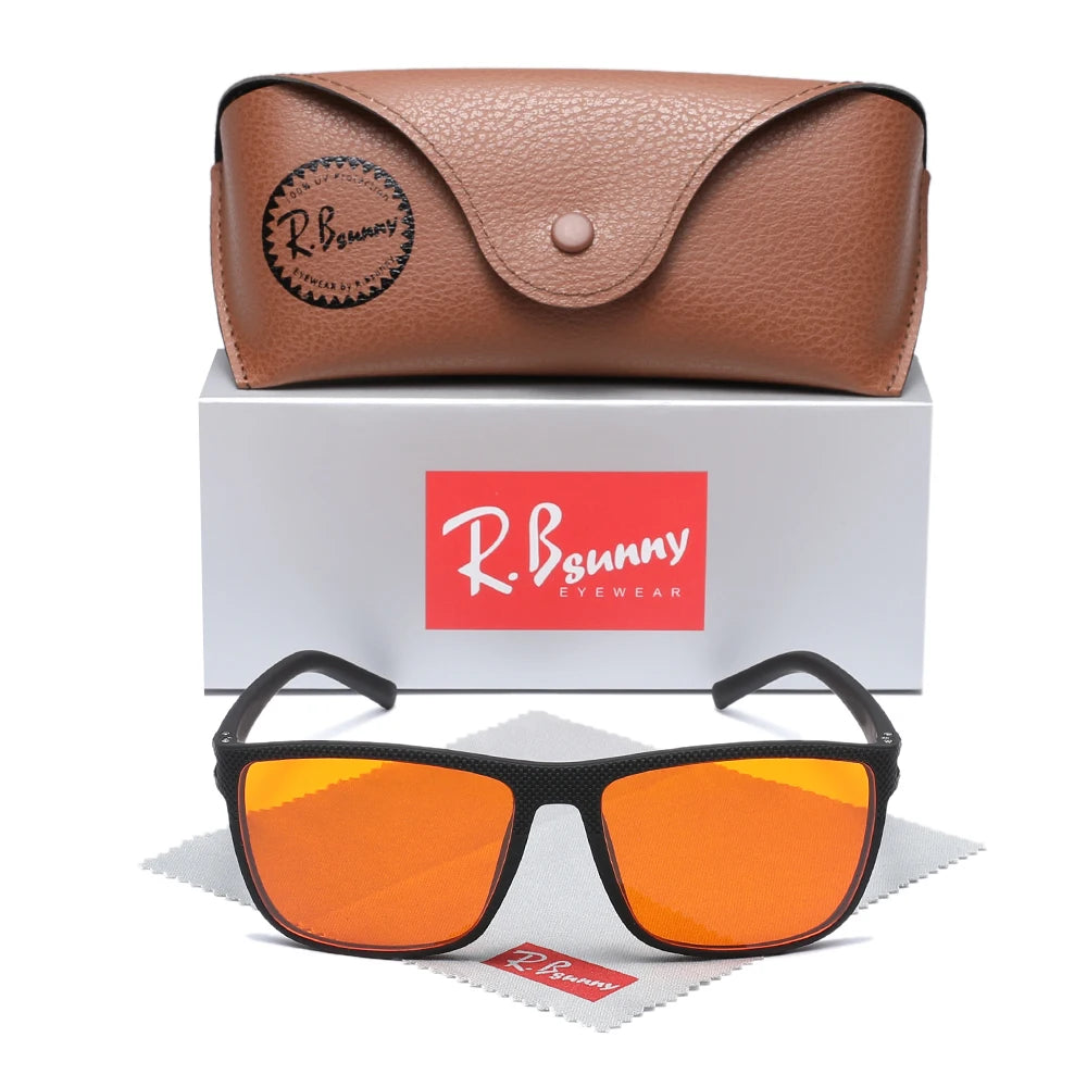 RBsunny Blue Light Blocking Glasses Men Computer Gaming Glasses Anti Eyestrain UV400 Clear Lens Eye Protection Rectangle Frame