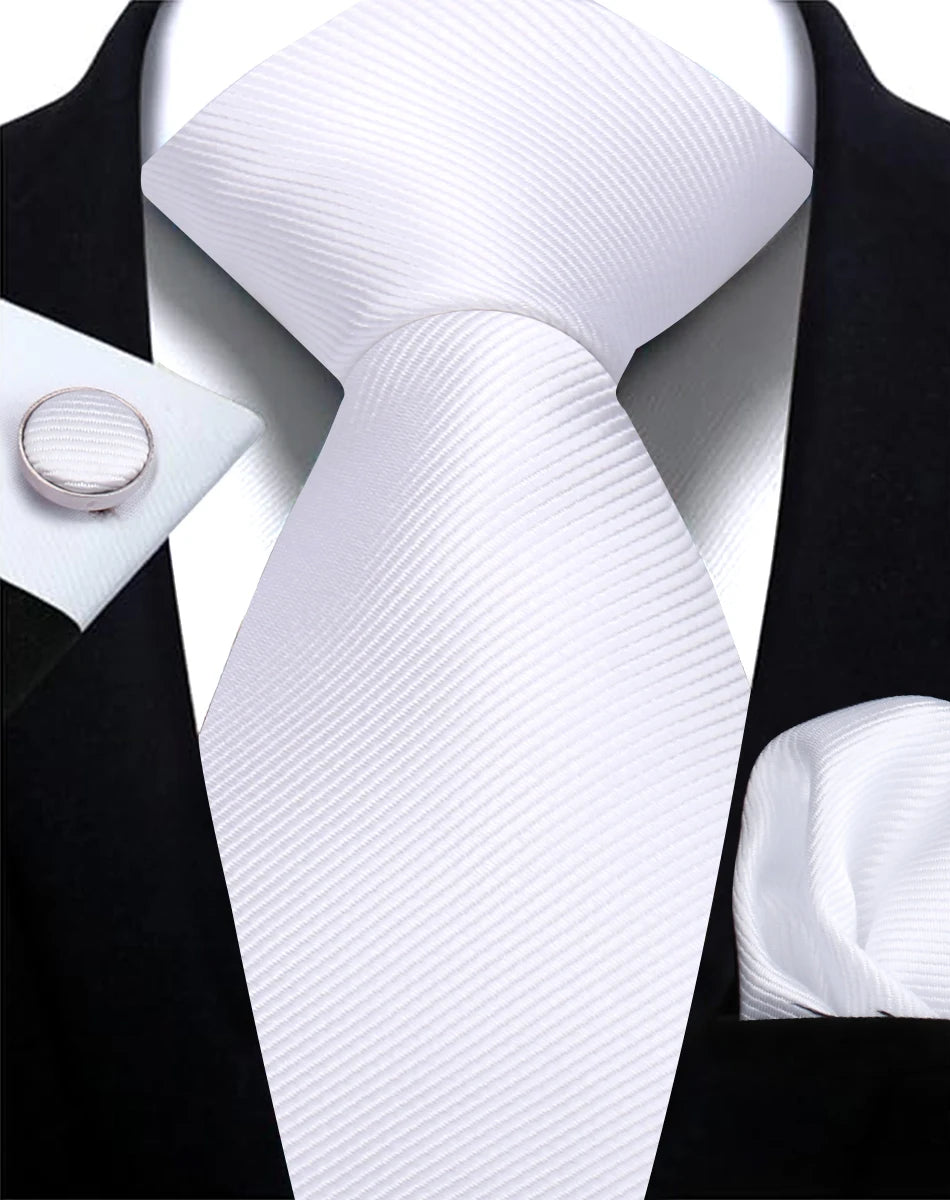 Corbata de marca de moda hecha a mano, sólida, con pañuelo y gemelos, para hombre, corbata, traje, camisa, accesorios de boda, regalos para hombre.