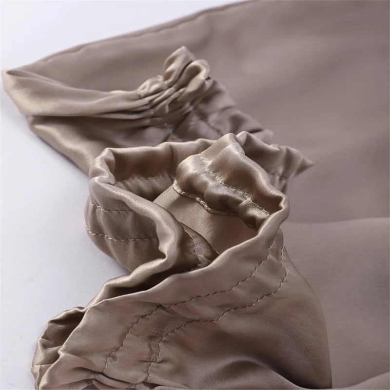 Luxury Comfortable Solid100% Real Silk Long Nightcap Hair Care Perm Beauty Sleeping Hat