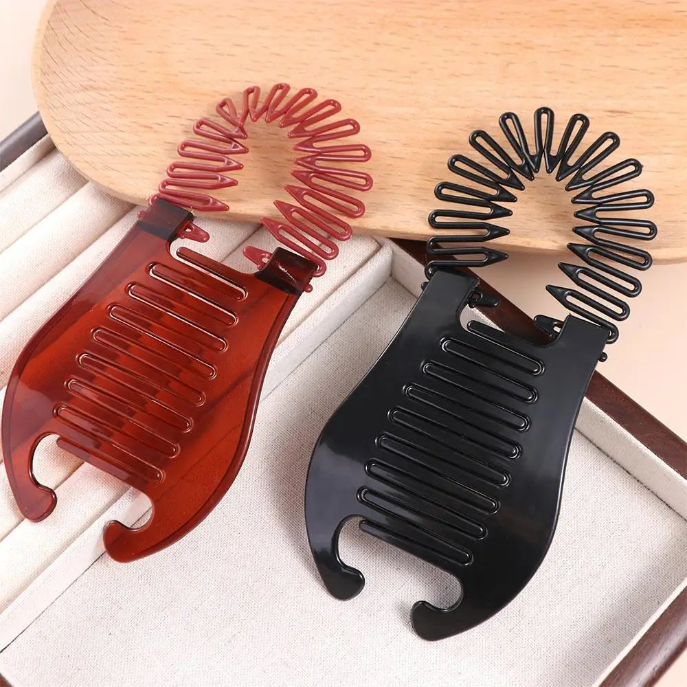 Women Comb Hair Riser Claw Flexible Headwear Black Brown Banana Barrettes Clip Hair Holding Tool Fashion Elastics Hair Comb