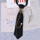 Hand Made Black Ribbon Tie Crystal Rhinestone Jewelry Men White Shirts College Girl Boys Collar Neck Ties Uniform Women Necktie