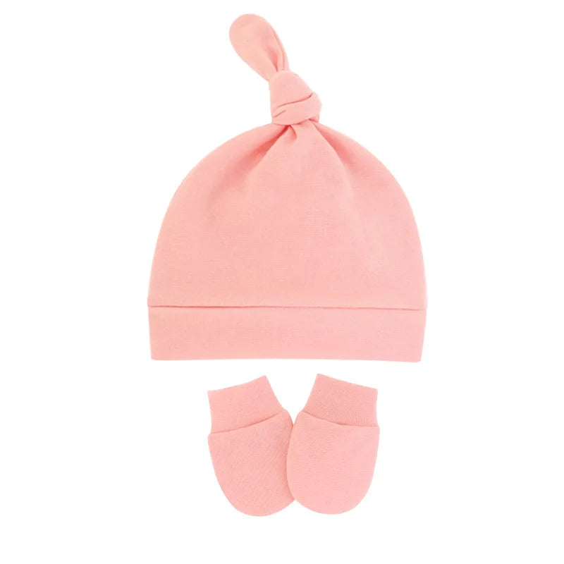 Newborn Baby Hat with Gloves Autumn Winter Warm Cotton Kids Beanies Stuff Children Accessories Infant Nightcap 0-6 Months Babies