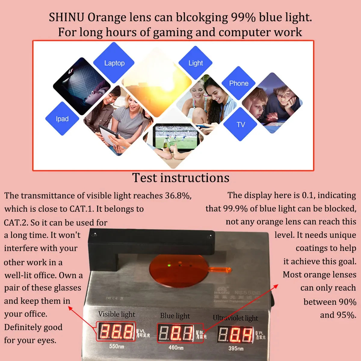 Blue Light Blocking Glasses Red Lenses Glasses for Better Sleep Orange Lens for Long Time Working Not Sunglasses for Outdoor