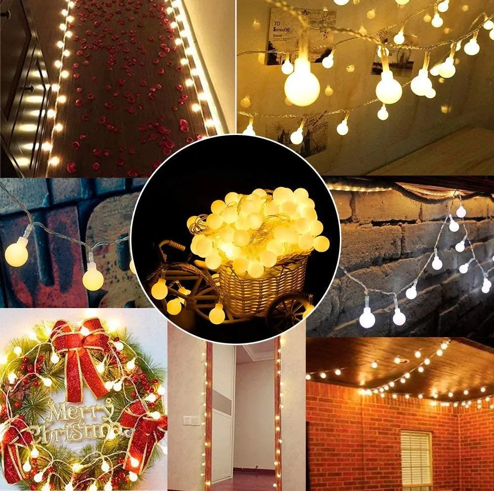 LED Light String Fairy Bubble Ball Light Festive Light Garland EU/US  Plug Indoor Christmas Wedding Outdoor Garden Decoration