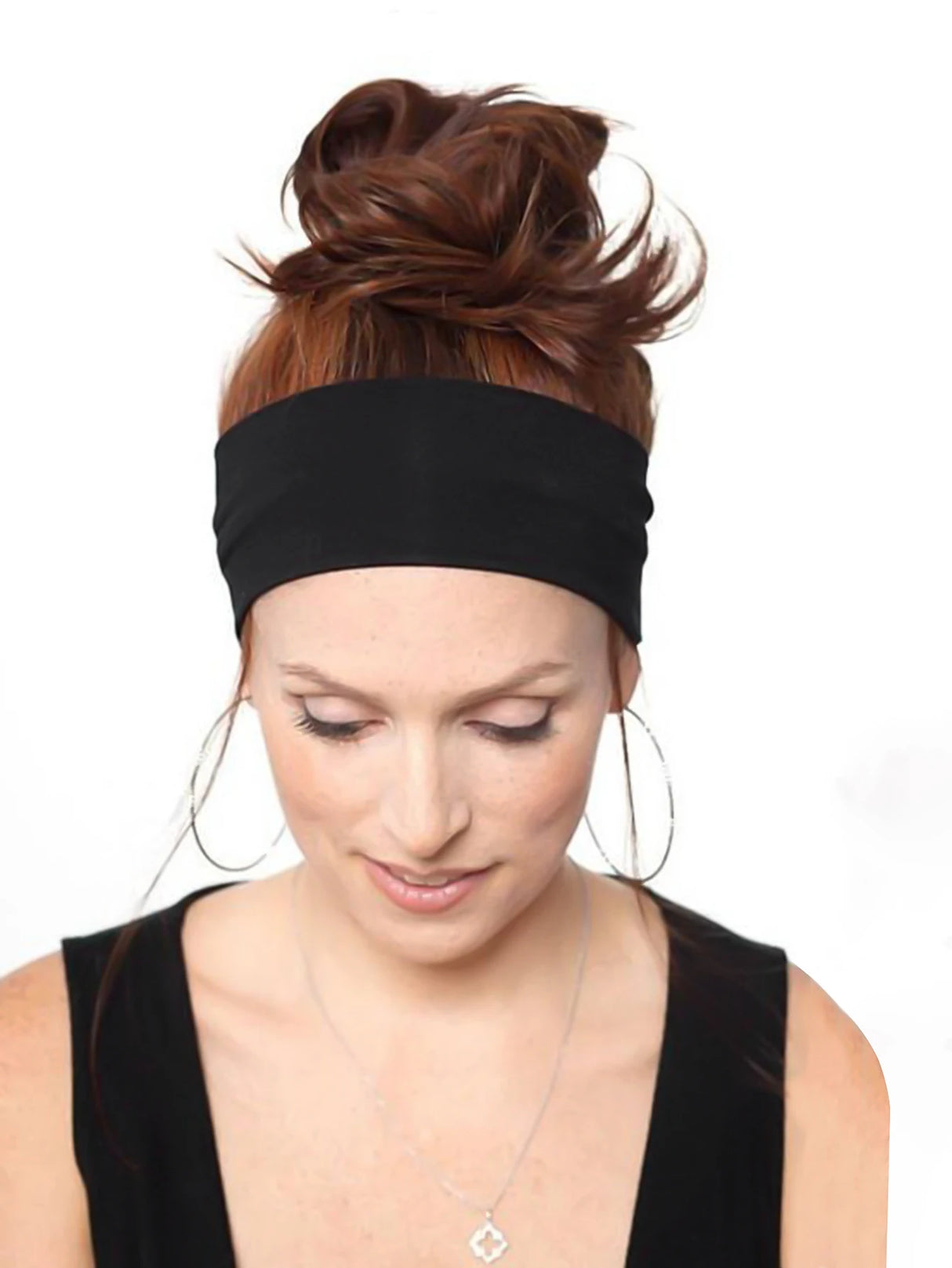 4Pcs Black Twist Knotted HeadBands Boho Stretchy Hair Band Non Slip for Girl Turban Plain Headwrap Yoga Workout Hair Accessories