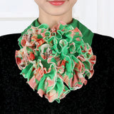 Korean Floral Chiffon Neck Guard False Collar Hedging Scarf Summer Women Ice Silk Protect Cervical Elastic Bib Headneck