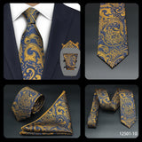 Luxury 7CM Mens Necktie Paisley Ties For Man Groomsman Jacquard Woven Gold Orange Color Neck Tie Business Party