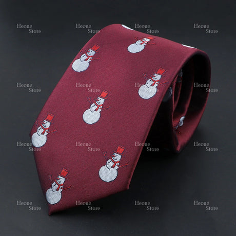 Classic Red Blue Christmas Tie For Men Father Festival Gift Santa Claus Snowman Tree Snowflake Elk Necktie Skinny 7cm Accessory