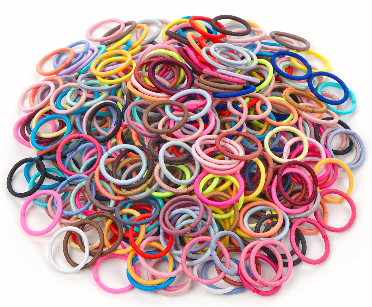 200PCS Baby Toddler Hair Ties Multicolors Elastic Hair Ties 2cm in Diameter No Crease Finger Hair Elastics Small Ponytail Holder
