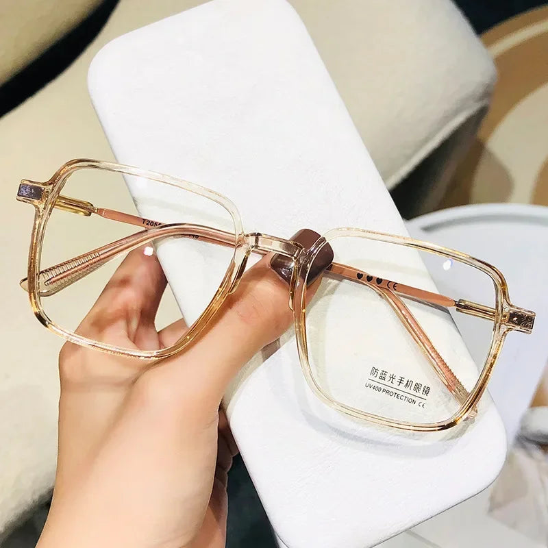 Anti Blue Light Blocking Glasses Oversized Square Reading Glasses for Women Men TR Frame High-definition Presbyopia Eyewear
