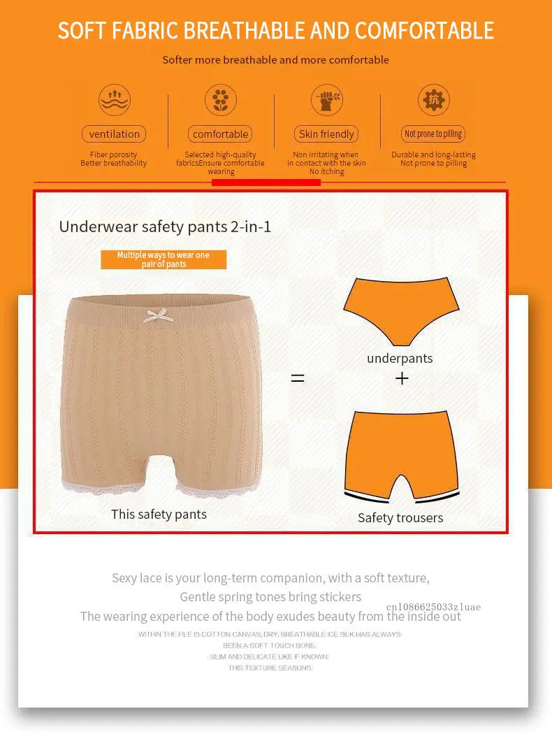 One Size Sexy Lace Seamless Shorts Sexy Short Pants Women Safety Pants for Dress Panties Skirt Shorts Women Breathable Shorts