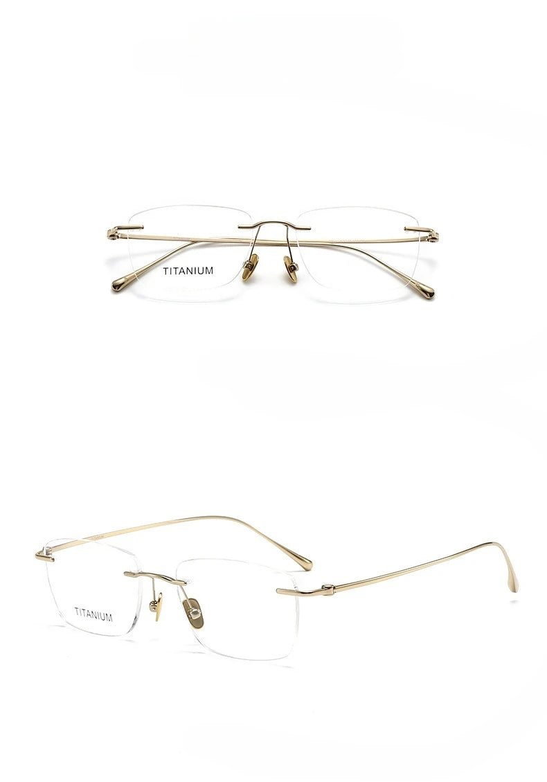 Fashionable and Simple Frameless Titanium Alloy Business Men's Glasses Personalized High-quality Women's Frames Suitable  Myopia