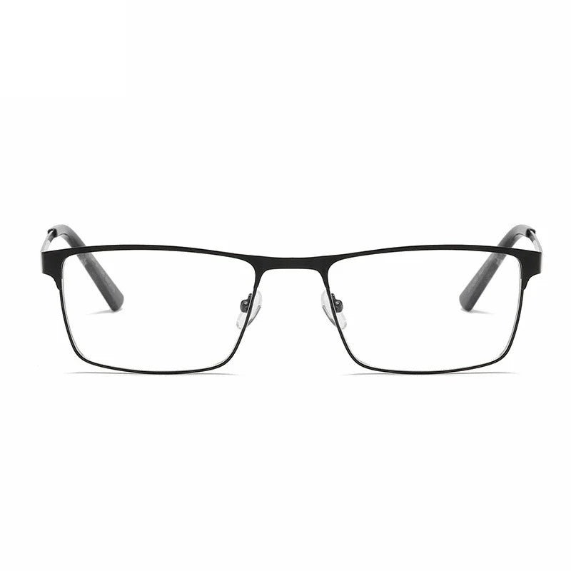 Blue Light Blocking Eye Protection Eyeglasses Men Square Metal Large Frame Reading Spring Leg Elderly Presbyopia Glasses