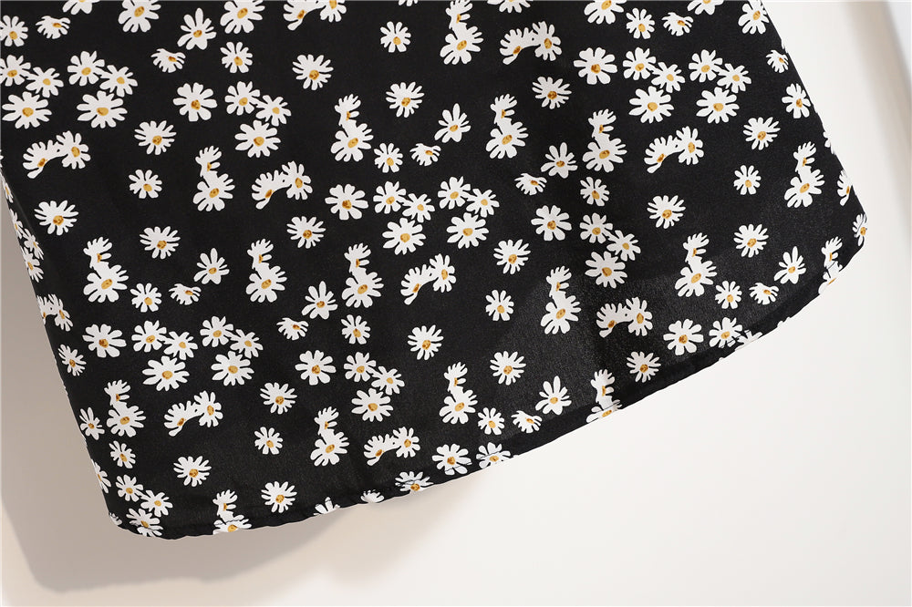 Mini robes d'été pour femmes, mode féminine, imprimé floral, en mousseline de soie, froncée, manches courtes bouffantes, robe décontractée