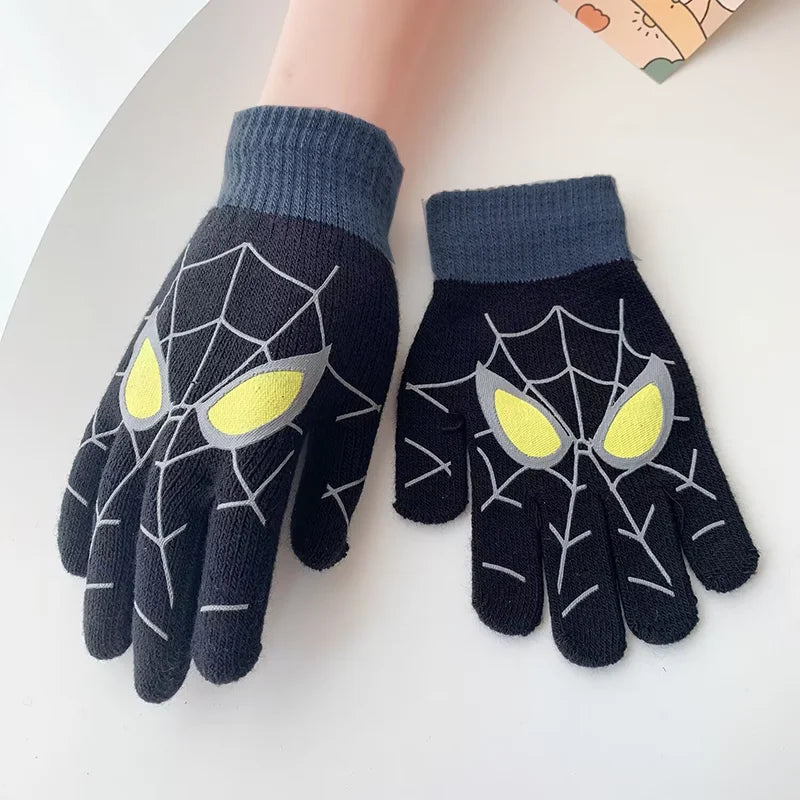 Diseny Spiderman Winter Children's Warm Gloves Marvel Anime Cartoon Knitted Gloves Cute Decoration Kids Christmas Gifts 5-10Y