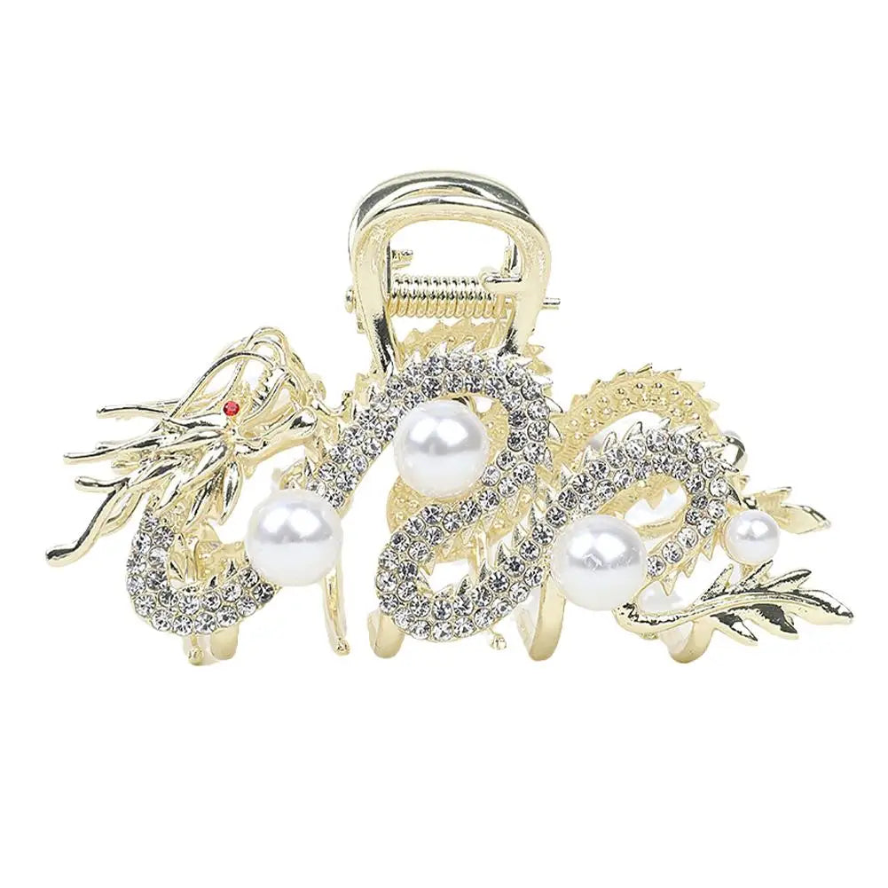 Blue Dragon Hairpin With Pearl Hair Claw Women Simple Hair Claw Hairpin Shark Clip Fashion Temperament Simple Hair Accessories
