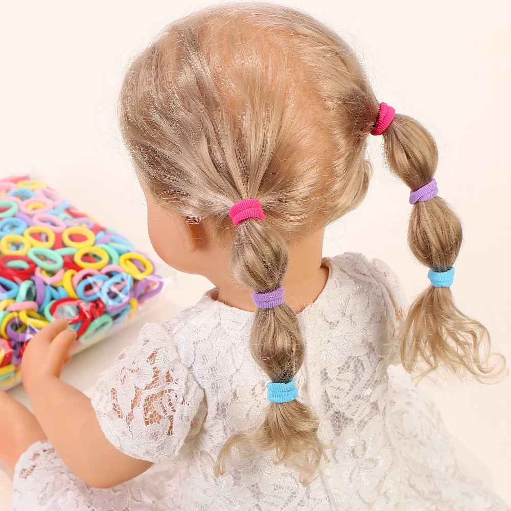 50/100/200Pcs Solid Color Hair Bands for Girls Kids Ponytail Hold Hair Tie Rubber Bands Hairhoop Scrunchie Hair Accessories