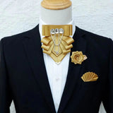 Original Fashion Tassel Rhinestone Bow Tie British Business Banquet Dress Collar Flowers Men's Wedding Bow-tie Brooch 3 Pcs Set