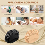 High Elastic Satin Solid Wide-brimmed Sleeping Hat Unisex Head Wrap Elastic Band Cap Hair Care Bonnet Night Sleeping Hat