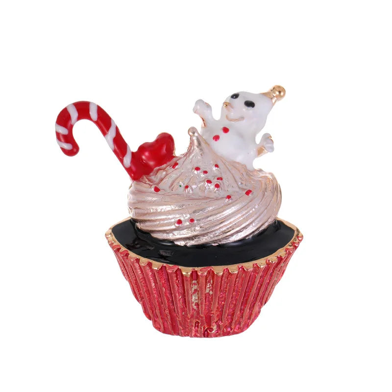 Christmas brooch apple snowflake bow cane candy ice cream gift pine cone pin men and women accessories