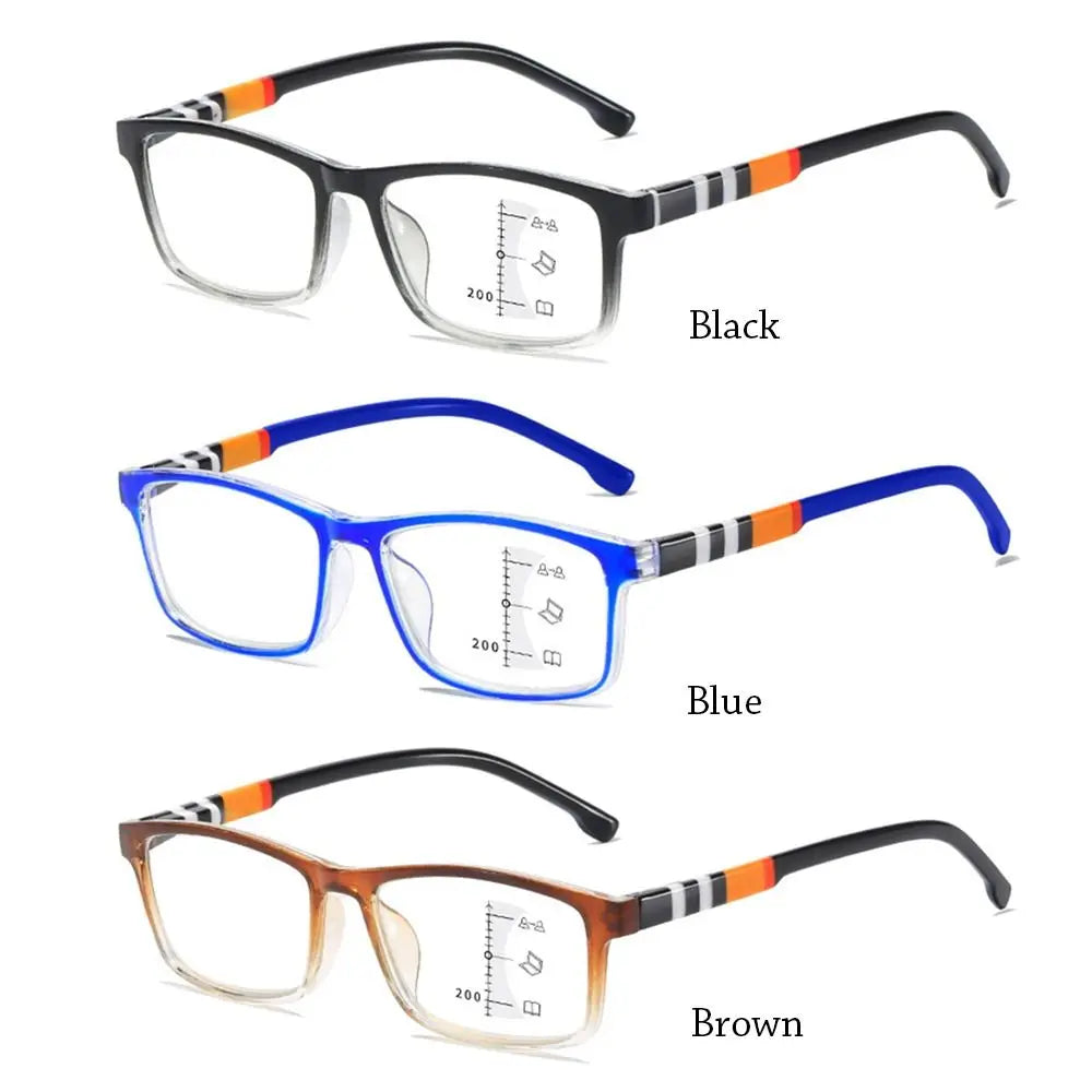 Blue Ray Blocking Anti-Blue Light Reading Glasses Multifocal Progressive Near Far Square Eyeglasses Ultralight PC