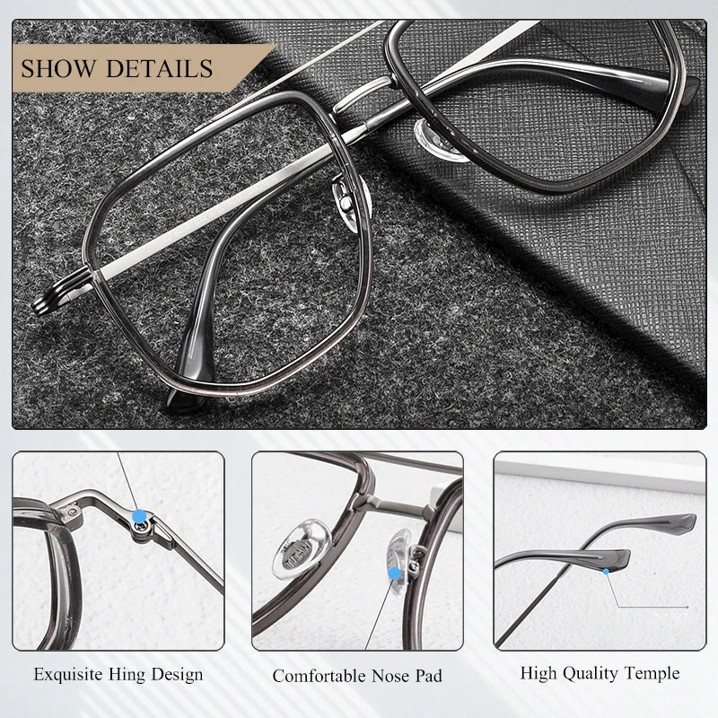 Vintage Titanium Eyeglasses Frame Men Square Myopia Prescription Glasses Women Retro Optical Luxury Brand Glasses Frame Eyewear