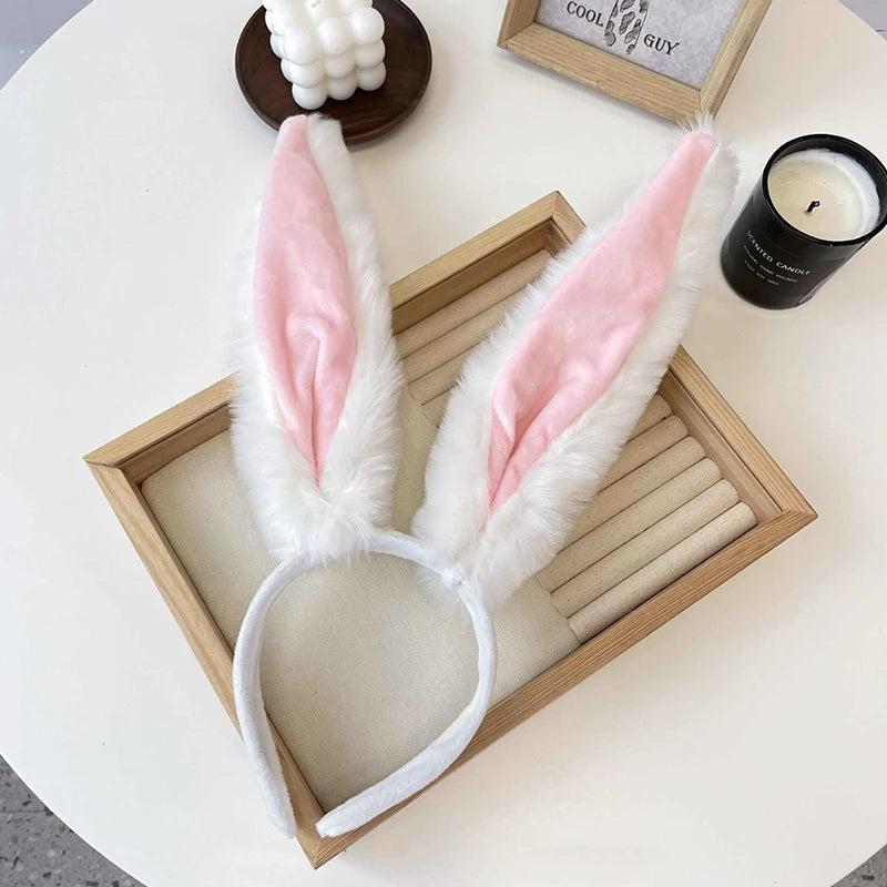 Girls Plush Long Rabbit Ear Hair Bands Headwear Headband Dress Accesorios Women Girl Cosplay Lolita Cosplay Hair Accessories