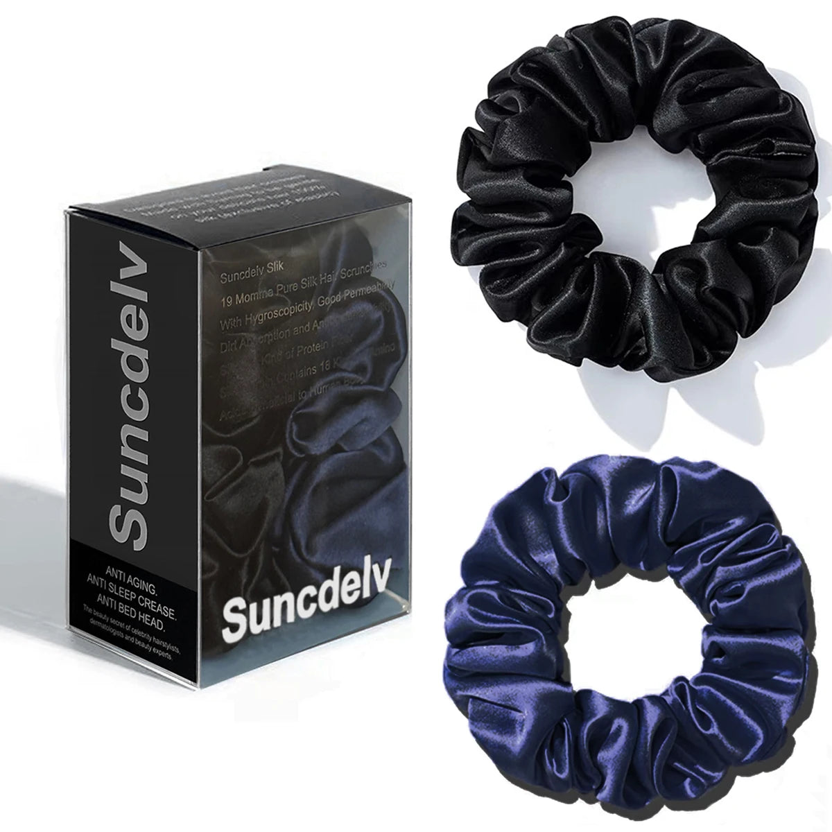 2PCS 3.5CM Mulberry Silk Scrunchies Women Grils Hair Ties for Hair Sleep No Damage Hairband Curly Hair Elastics Ponytail Holder