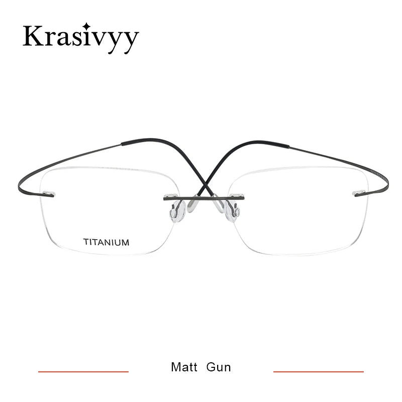Krasivyy Pure Titanium Rimless Glasses Frame Men Prescription Eyeglasses Germany Women Myopia Optical Frame Screwless Eyewear