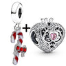 Buipoey 2pcs/lot Christmas Red Cane Gingerbread Man Charm Snowman Santa Beaded Sock Pendant DIY Beacelets jewelry Accessory Gift