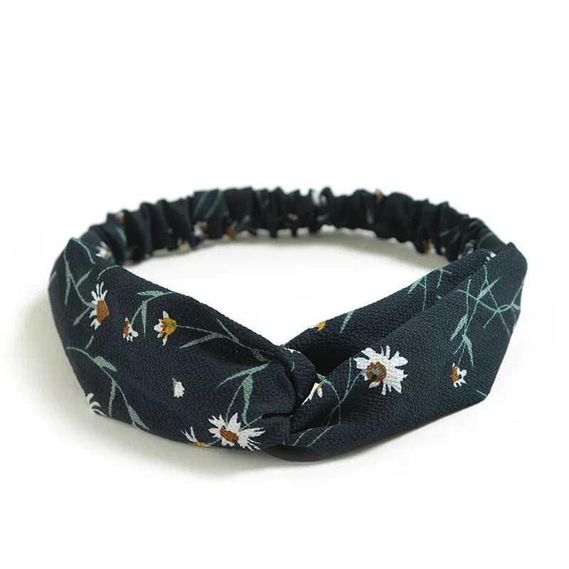 Fashion WomenFloral Headband Hair Accessories Leopard Cross Knotted Bow Chiffon Hair Band Girls Headdress Ladies Hoop Headwear