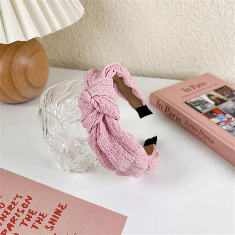 2022 Gentle Pink Womans Hairbands Girl Sweet Plush Wide Side Sponge Headband Hair Hoop Fashion Simple Solid Color Hair Accessory