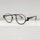 High Quality Japanese Retro Red Patchwork Round Pure Titanium Glasses Frames Men Eyeglasses Women Customizable lenses
