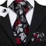 Black Gold Pink Men Wedding Neck Tie Silm Floral Silk Necktie Jacquard Pocket Square Cufflinks Sets Business Party Barry.Wang