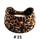Leopard Print Headbands for Women Wide Boho Turban Head Wraps Cotton Knotted Elastic Hairbands Non Slip Workout Hair Accessories