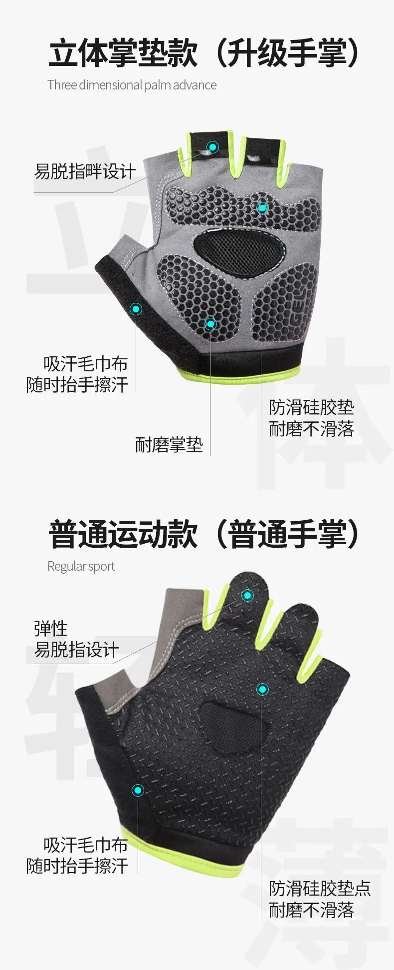Gym Gloves Fitness Training Fingerless Men Women Bodybuilding Exercise Sports Gloves for Cycling Bicycle Anti Slip Breathable