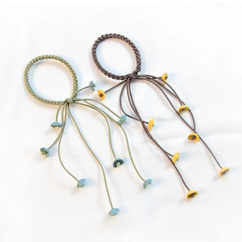 Handmade Cute Fashion Elastic Flower Ribbon Hair Ropes Rubber Band Hair Accessories Hair Ties
