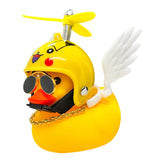 Rubber Duck Toy Car Ornaments Yellow Duck Car Dashboard Decorations Motor Accessories Yellow Duck Ornaments with Helmet for Bike