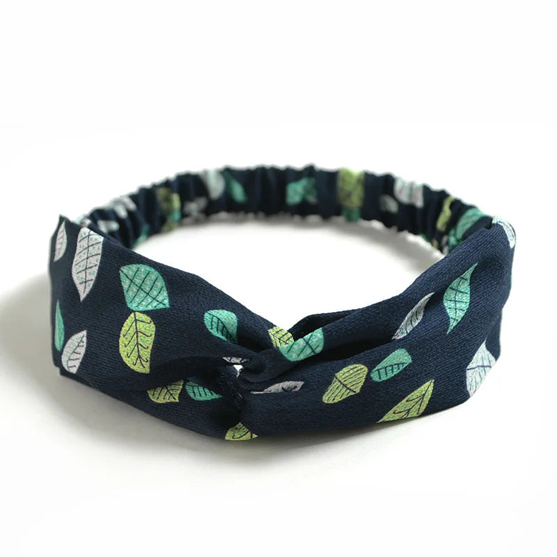 Fashion WomenFloral Headband Hair Accessories Leopard Cross Knotted Bow Chiffon Hair Band Girls Headdress Ladies Hoop Headwear