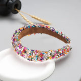 Women Headband Artificial Crystal Embellished Wide Band Headwear Elastic Anti-slip Luxury Fashion Ladies Hair Hoop Accessories 